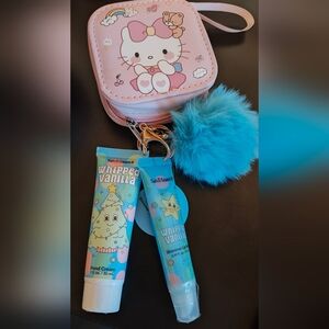 Sweet Shimmer Handcream & Lipgloss Keychain/Bag Charm With HK mini Pouch